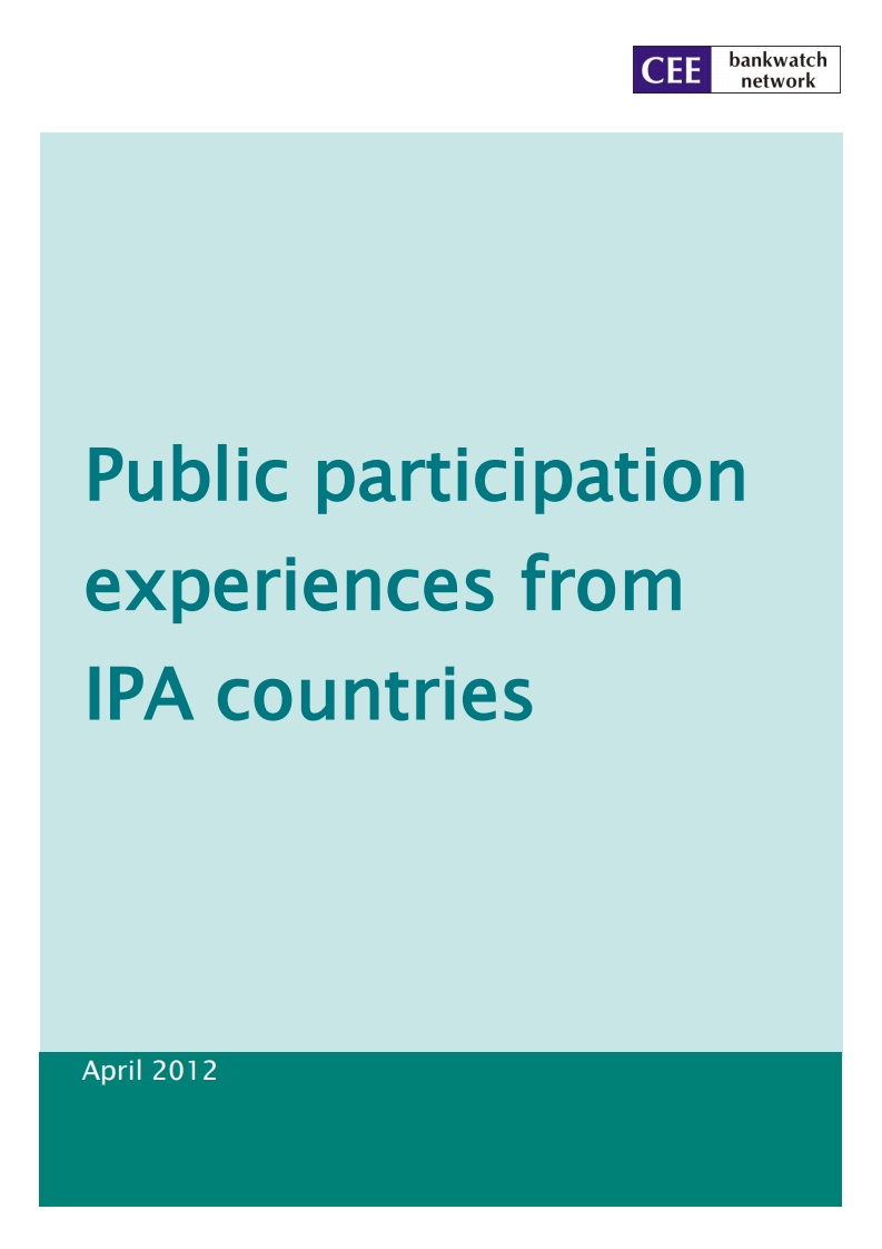 Public participation experiences from IPA countries (2012)